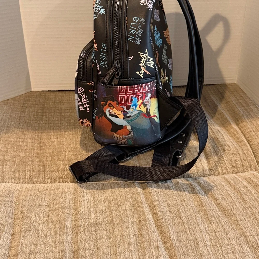 Disney lounge fly Black &Purple Villains Backpack withCruella Ursula, maleficent